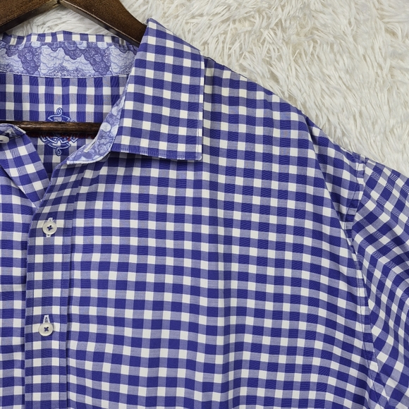 Robert Graham Other - Robert Graham Purple‎ Gingham SS Button Up Shirt 3XL Preppy Spring Vibes Party